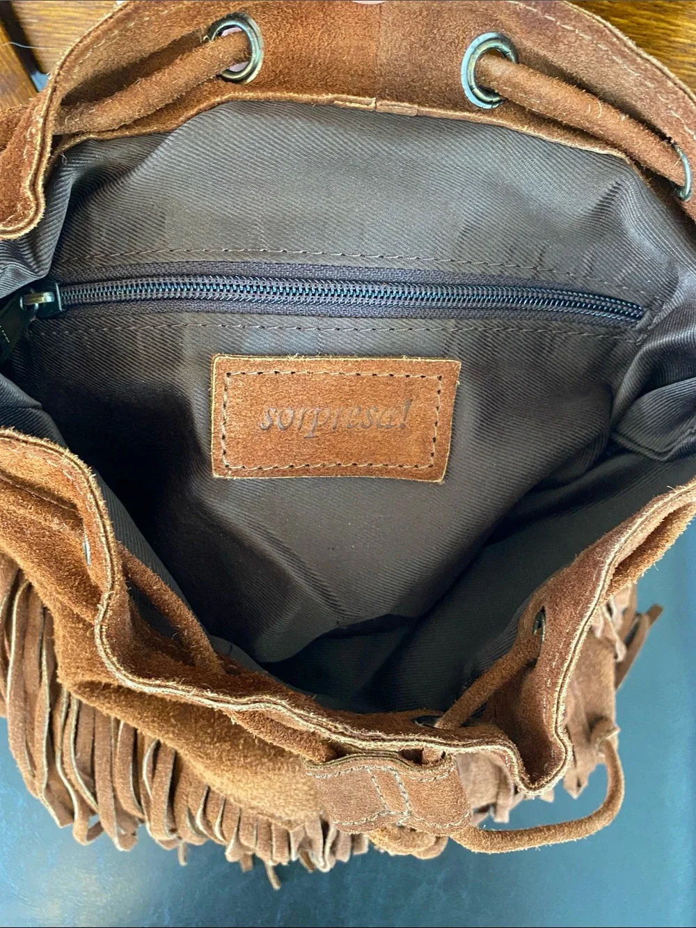 Sorpresa! Suede Fringe Rucksack Backpack Cowboy Ranch Western Genuine Leather
